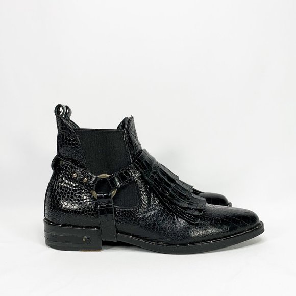 FREDA SALVADOR Croc-Embossed Kiltie Chelsea Boots - Picture 2 of 10